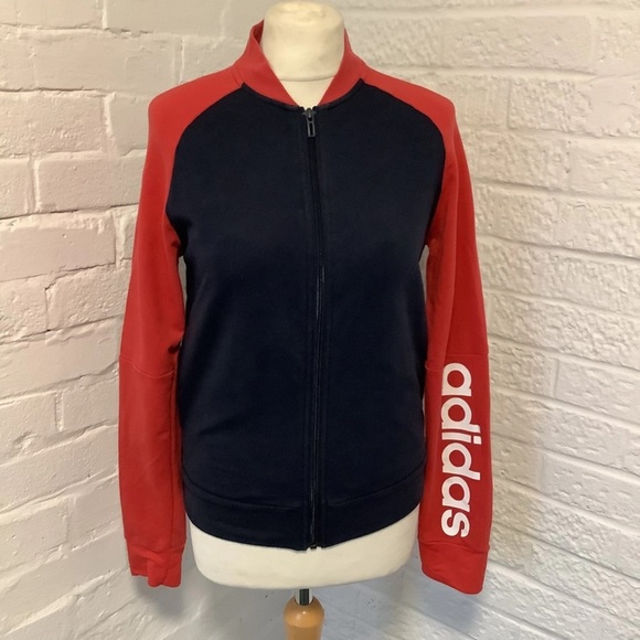 adidas Tops - Adidas Full Zip Sweatshirt - Size M 12-14 - Red & Navy - P2P 18”
